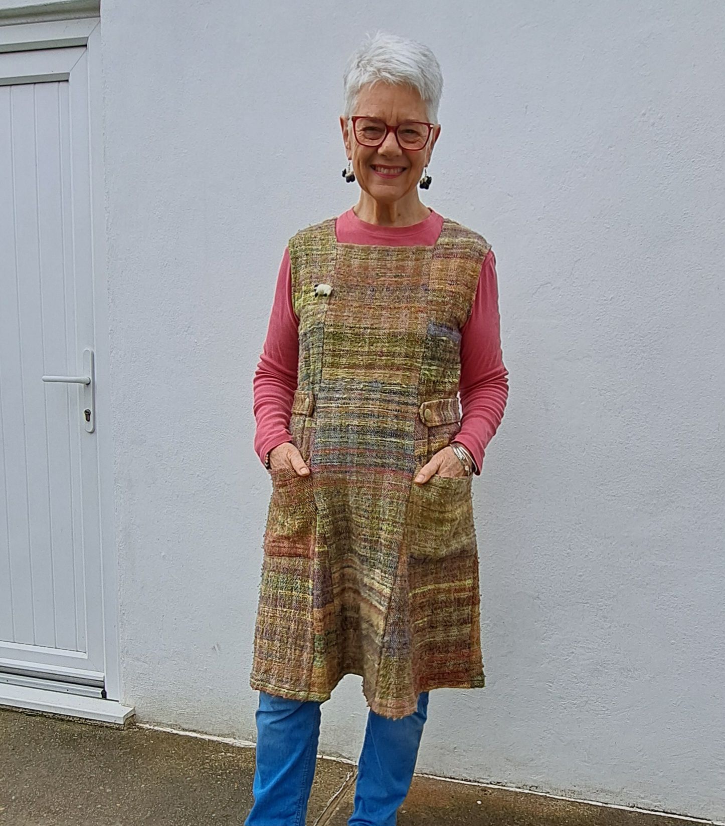 Handwoven rainbow scarf on ashford loom