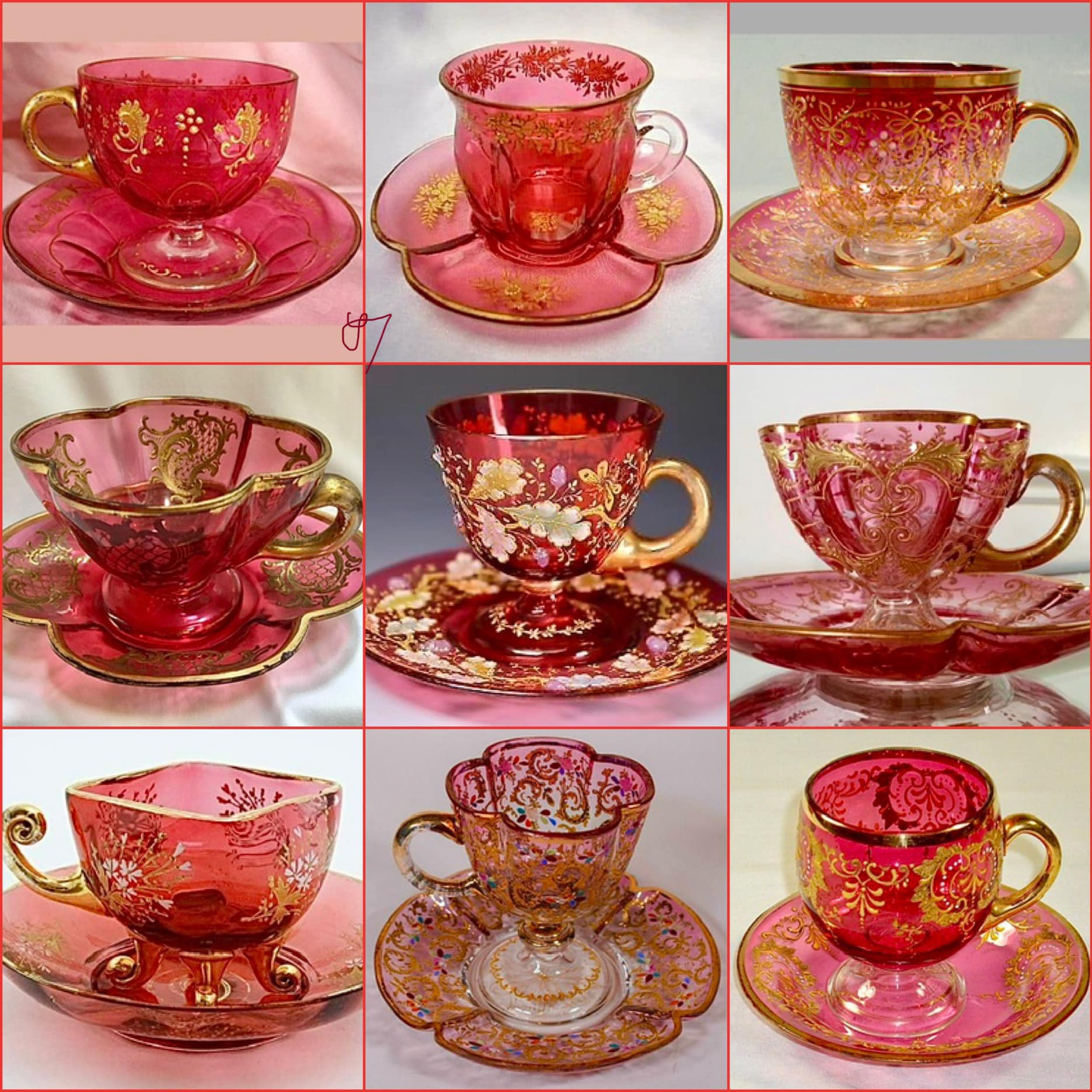 Moser Cranberry Glass, gilt enameled, late 19th/early 20th century