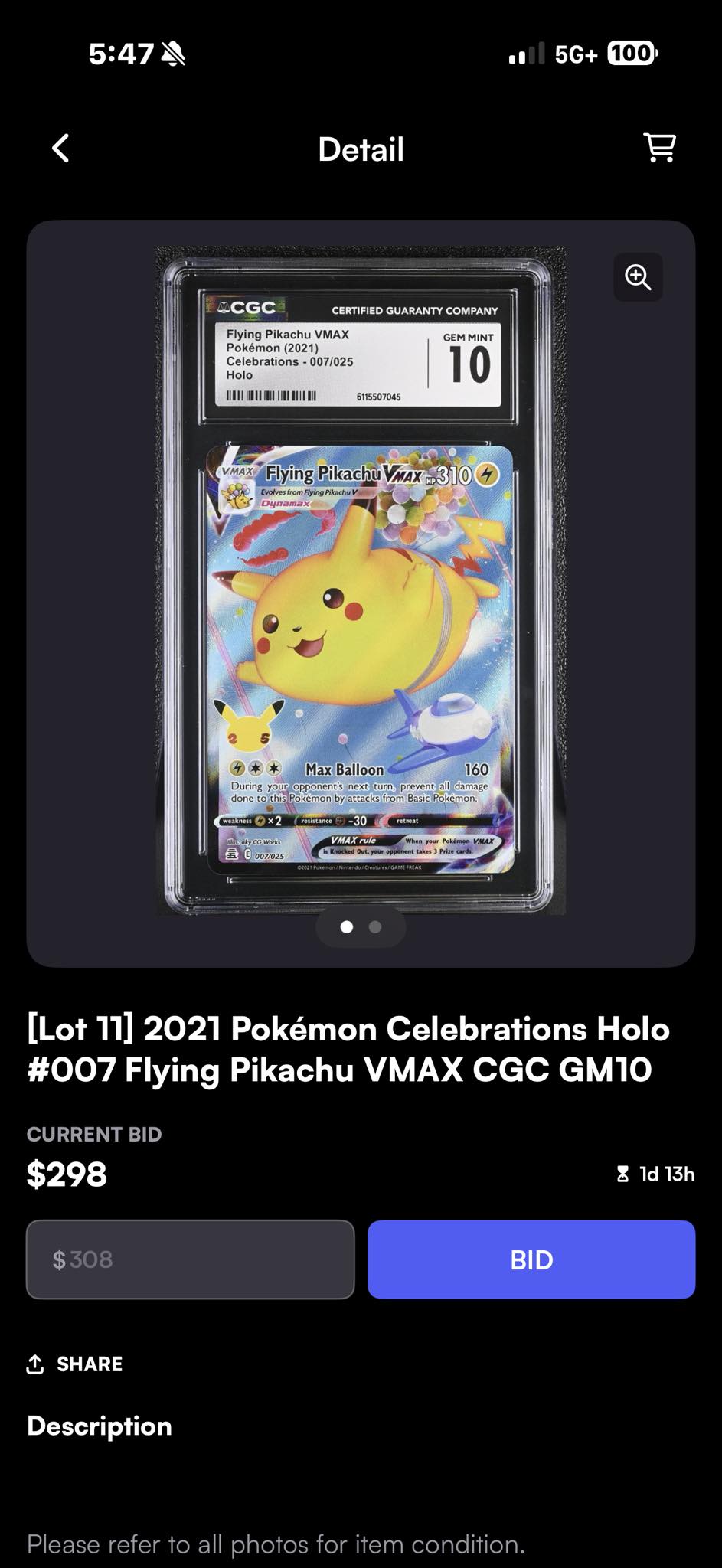 pokemon 25th anniversary celebrations card 007 flying pikachu vmax nm - SWSH062 - Promo - NM/M - New Preserved in a tamper Whoa, look at that! Its