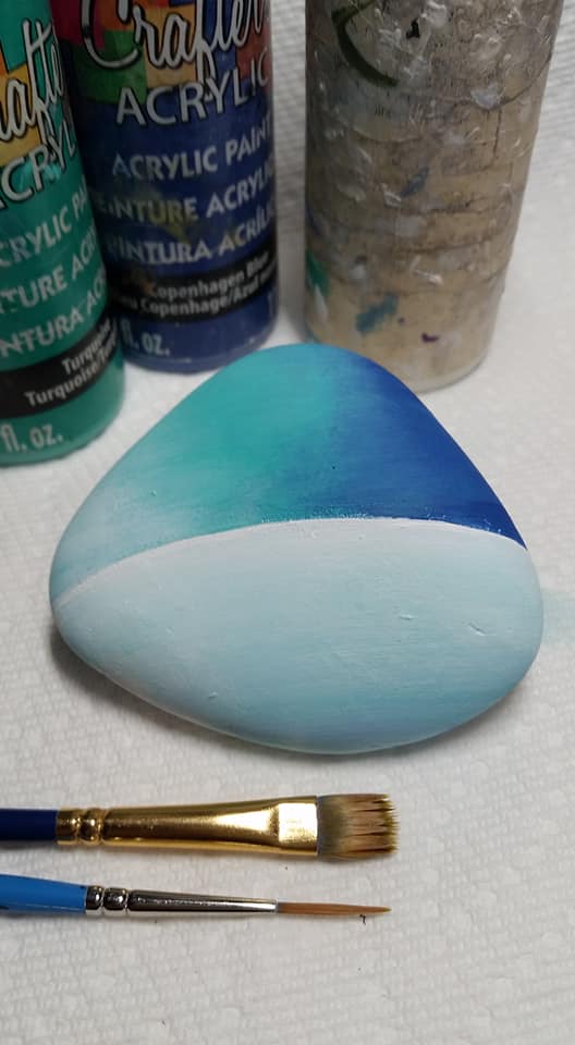 Rocan - Paint in the bottom half of the rock with white. -While still a ...
