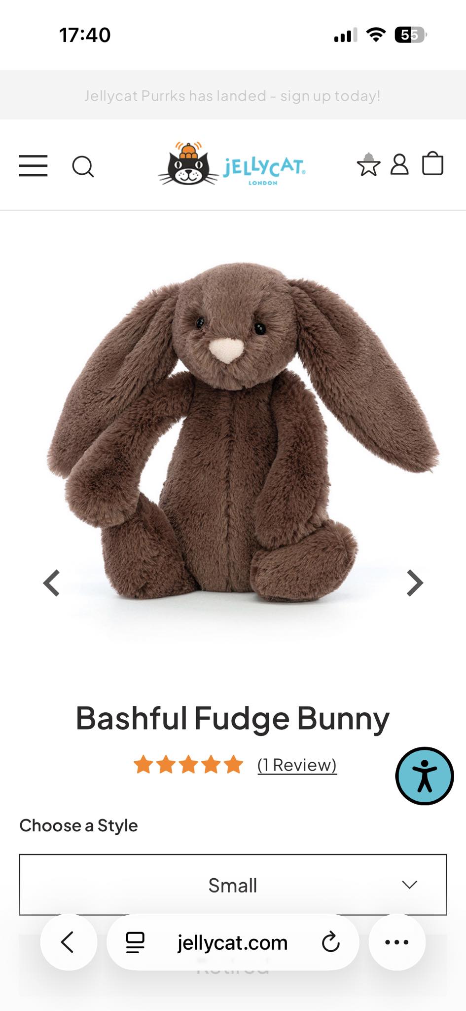 Lost Jellycat Bashful Fudge Bunny in Dunfermline