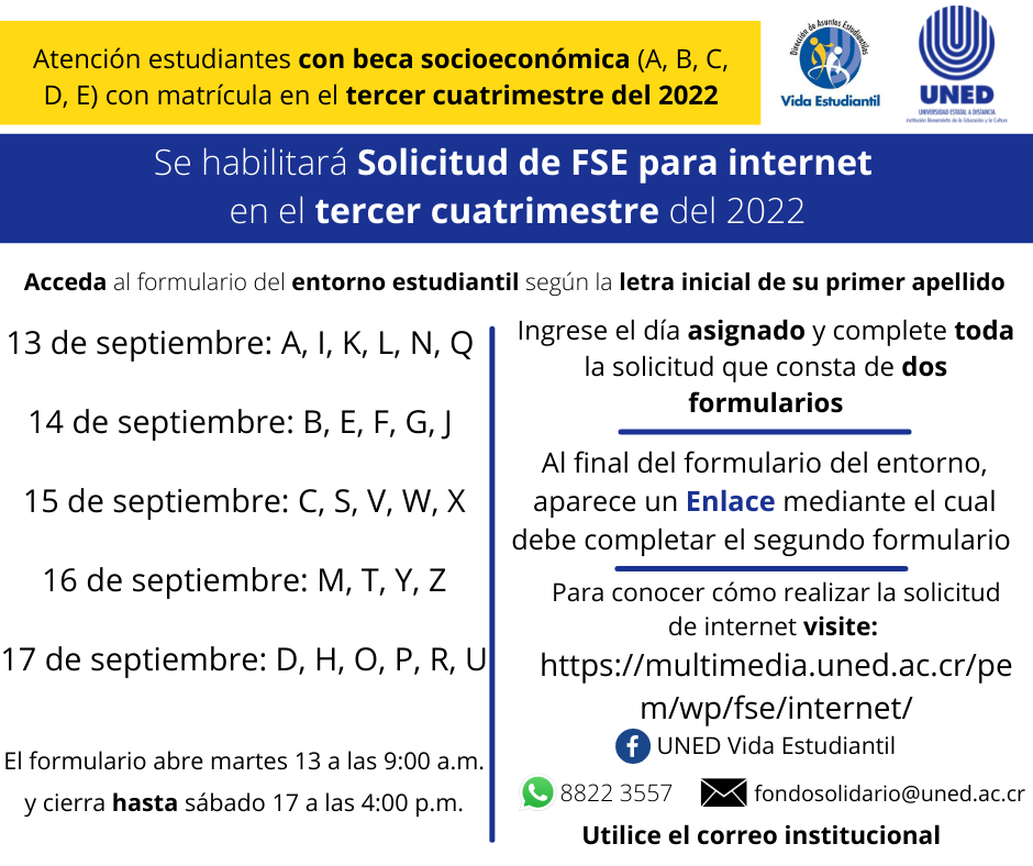 UNED Vida Estudiantil - Solicitud de FSE para internet tercer ...