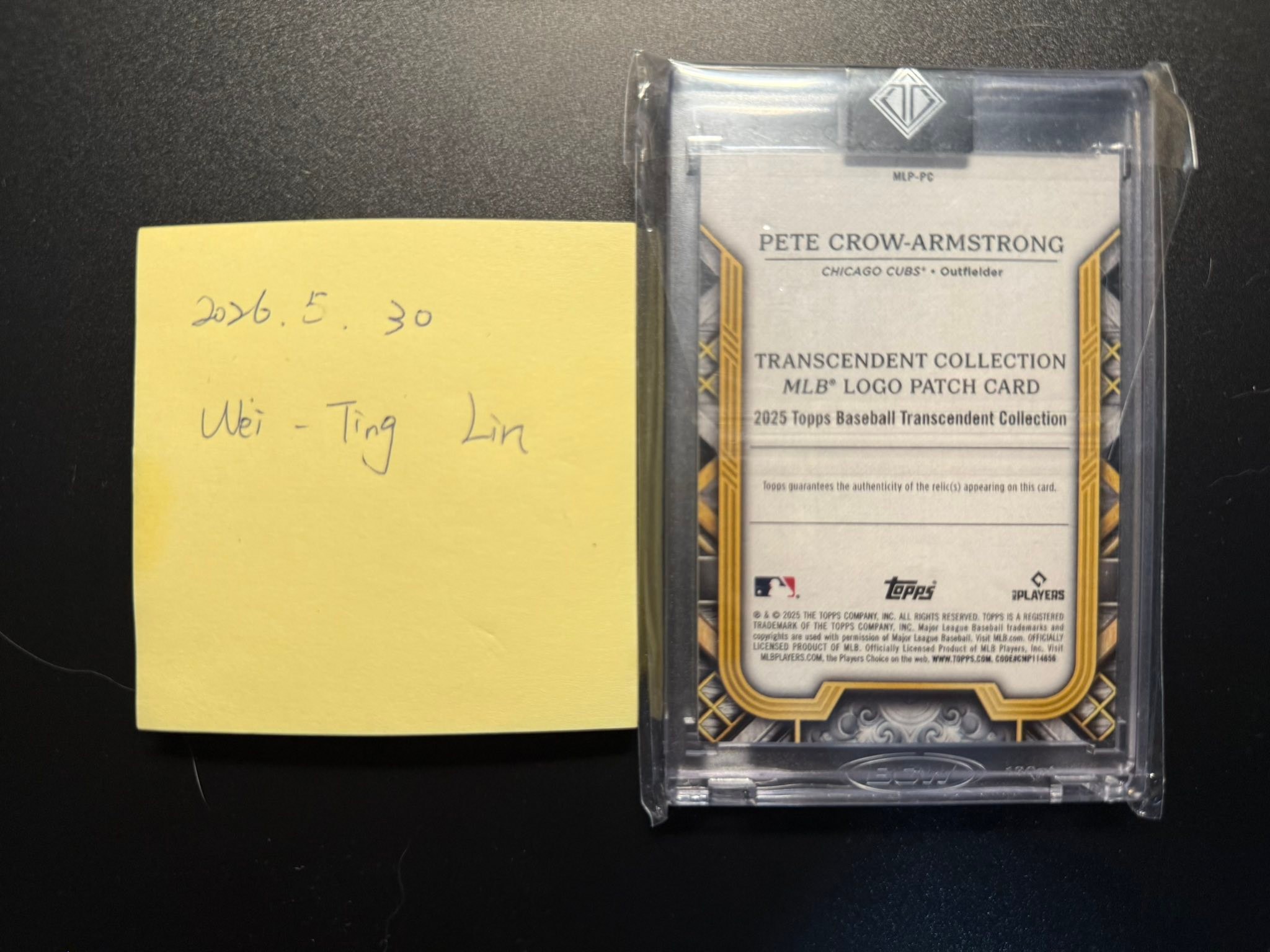 Pete Crow-Armstrong one-of-one nameplate relic baseball card