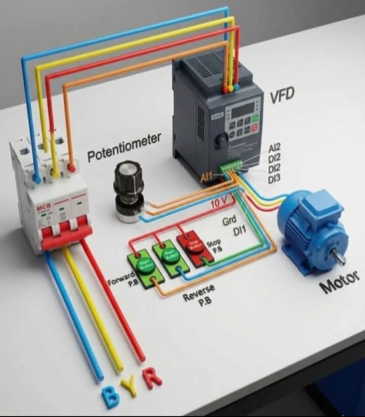 Electrician | This image explains how to connect a VFD with a three ...