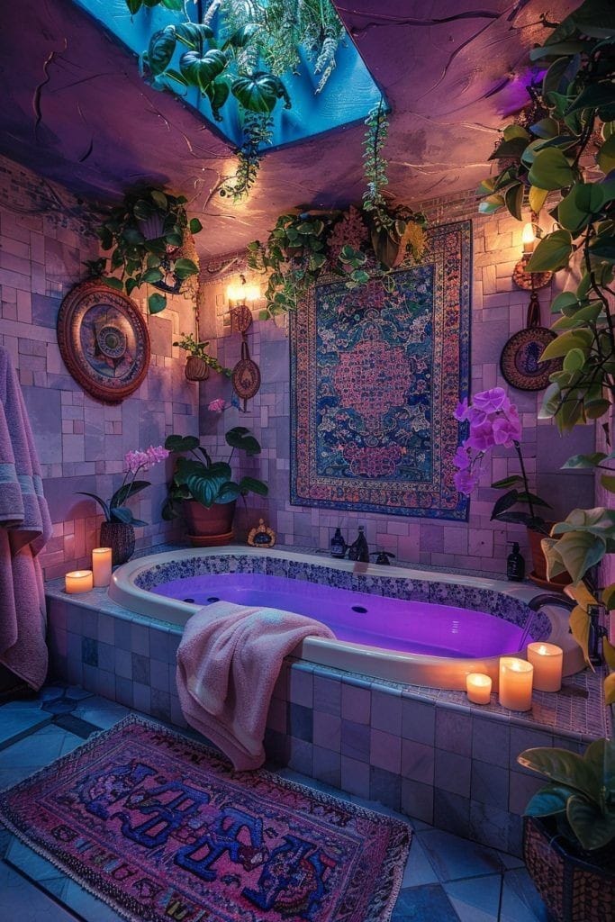 Boho - More ideas @ https://www.bohemianboho.com/40-bohemian-bathroom ...