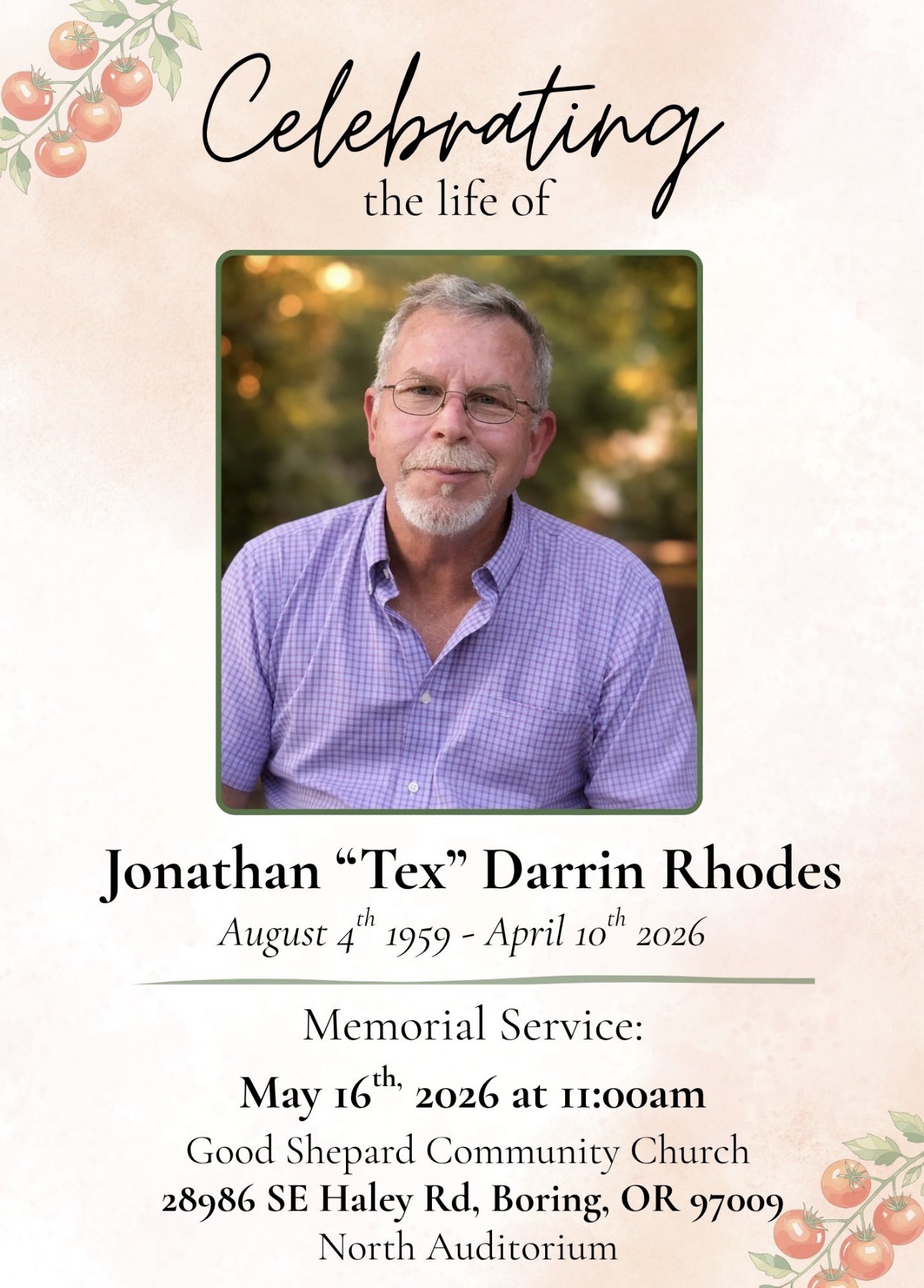 Tex Rhodes Celebration of Life
