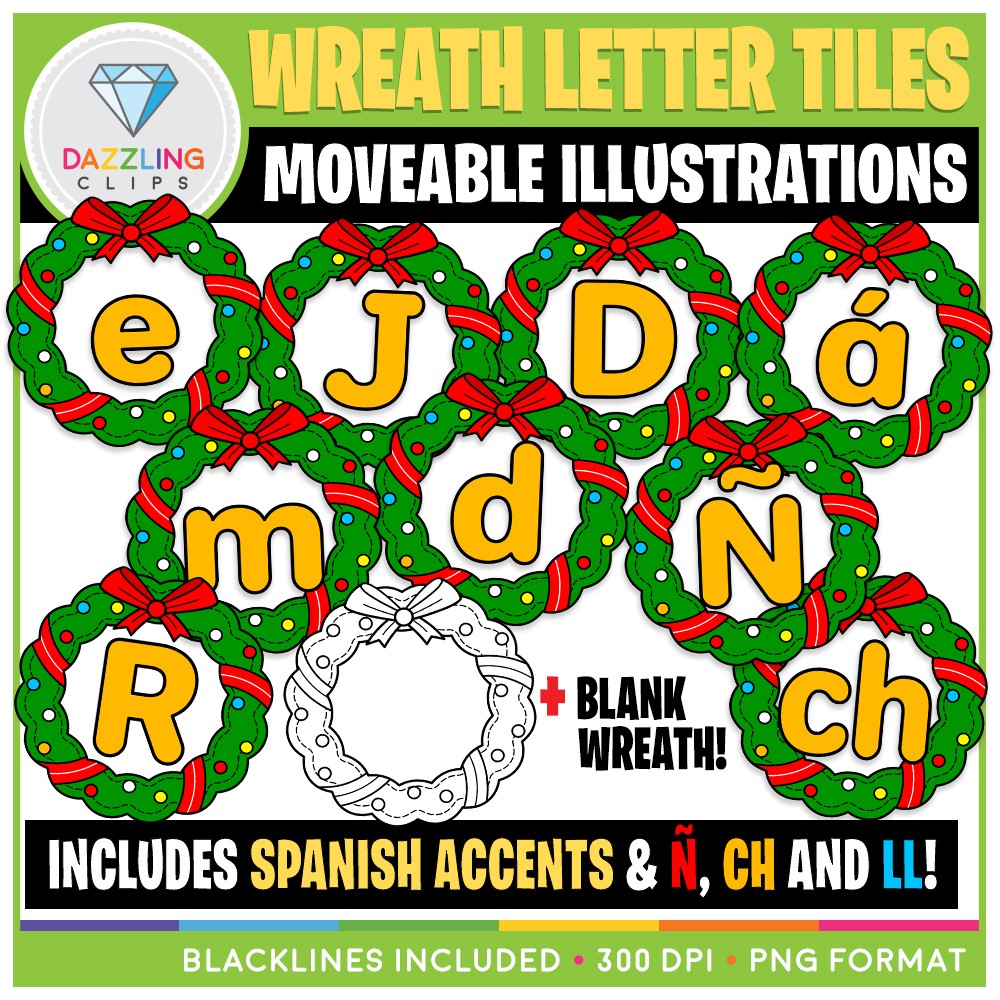 Dazzling Clips - This Moveable Christmas Wreath Letter...
