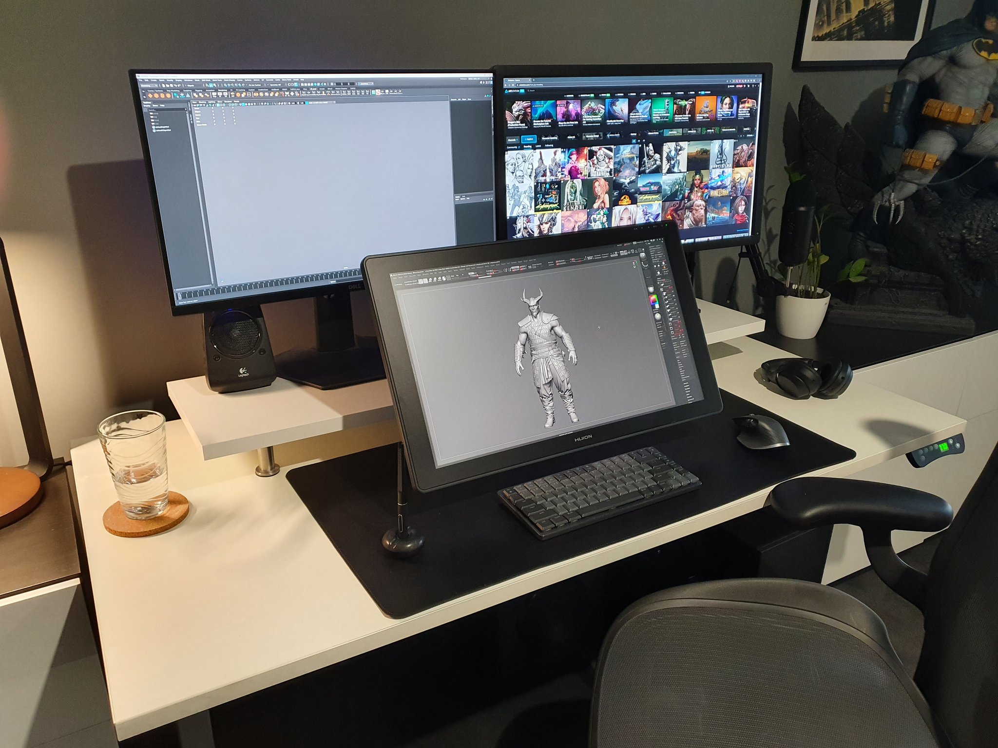 Huion - #huionworkspace What I see is calm, peaceful, and a huge batman ...