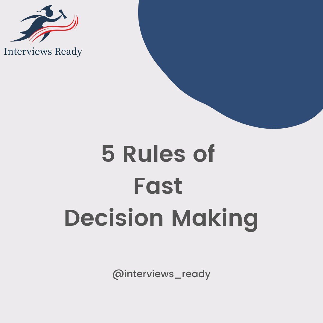 The five most important rules of fast... - Interviews Ready | Facebook