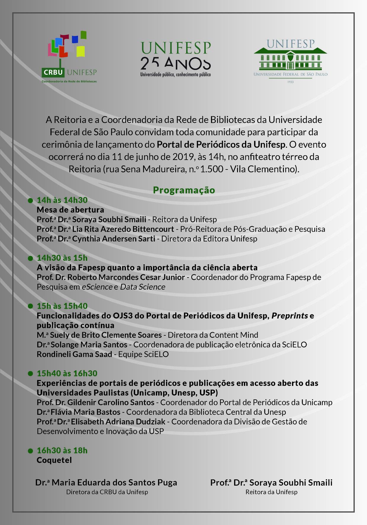 CRBU Coordenadoria da Rede de Bibliotecas - Unifesp - Programação e ...