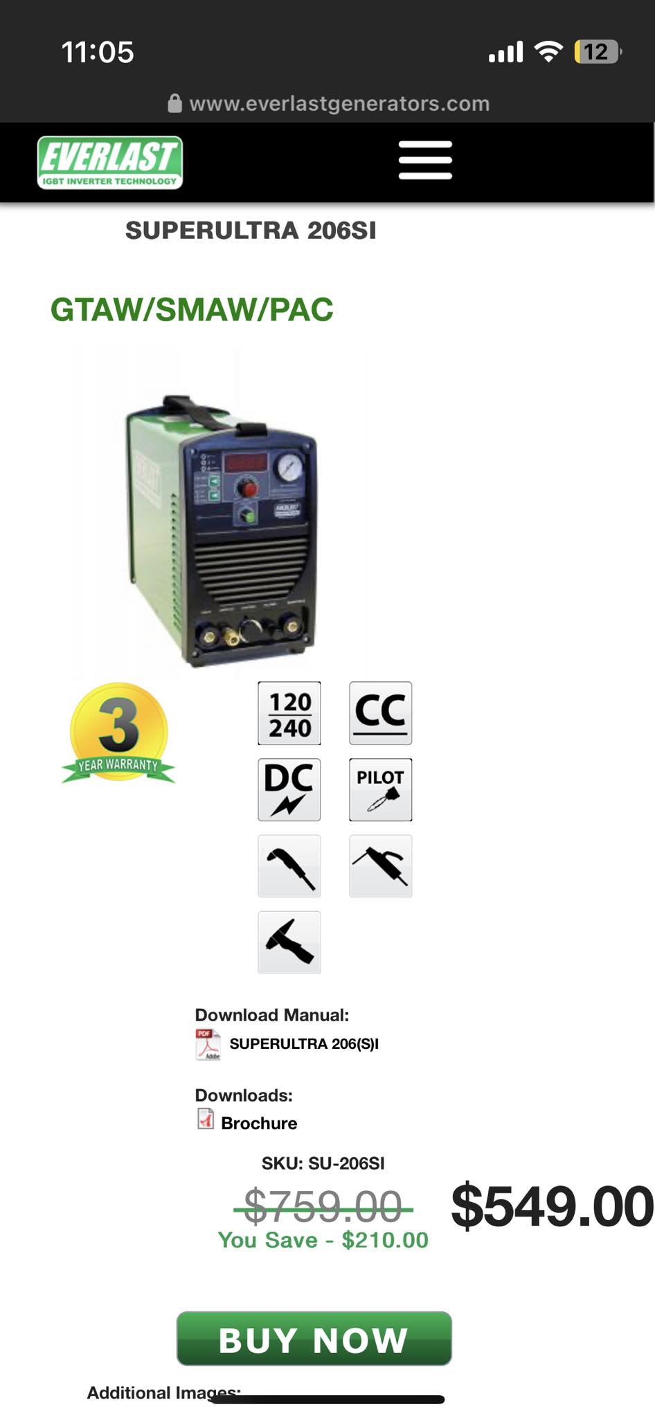 Experience with Everlast Super Ultra 206SI TIG welder?