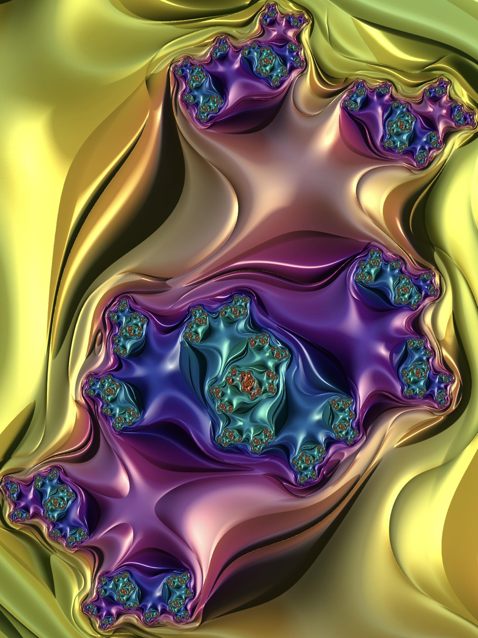 Hybrid space elevator fractal with volumetric light and color
