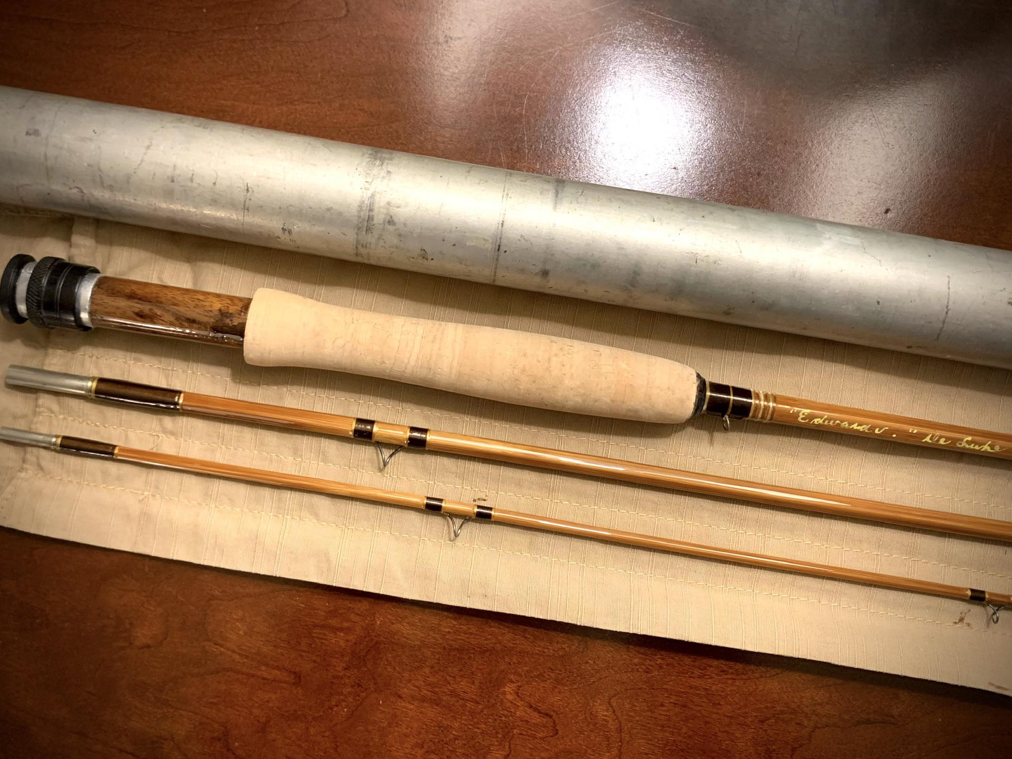 antique wooden fly fishing rod from 1930 1940's wood with Pfluger Sal-Trout Reel  Southern Adirondack ReStore Vintage 1930's Edwards Deluxe fly
