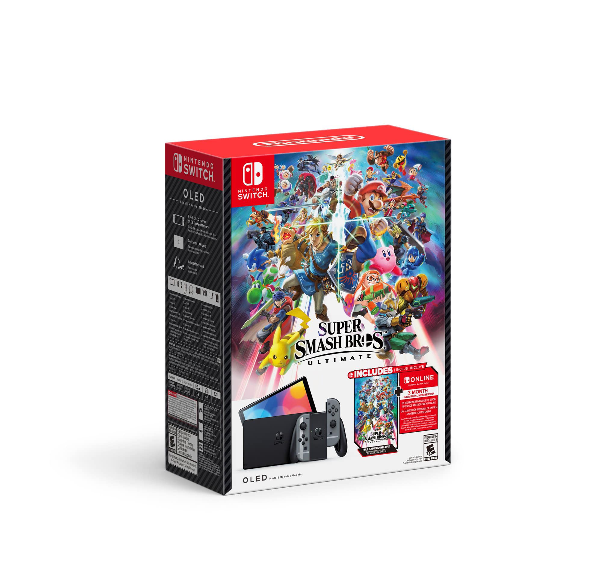 Nintendo Switch game collection including Super Smash Ultimate