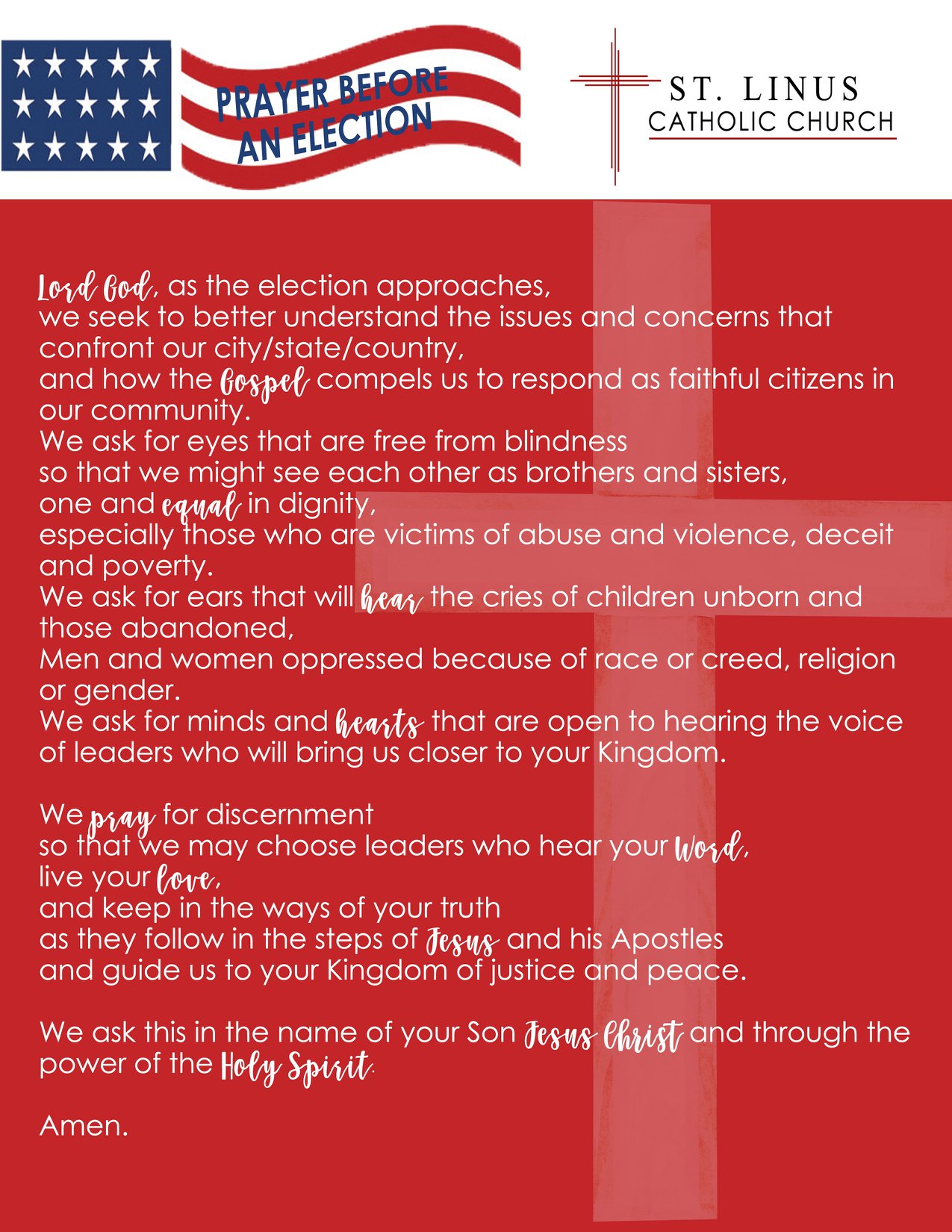 For our country during this... - St. Linus Catholic Church | Facebook