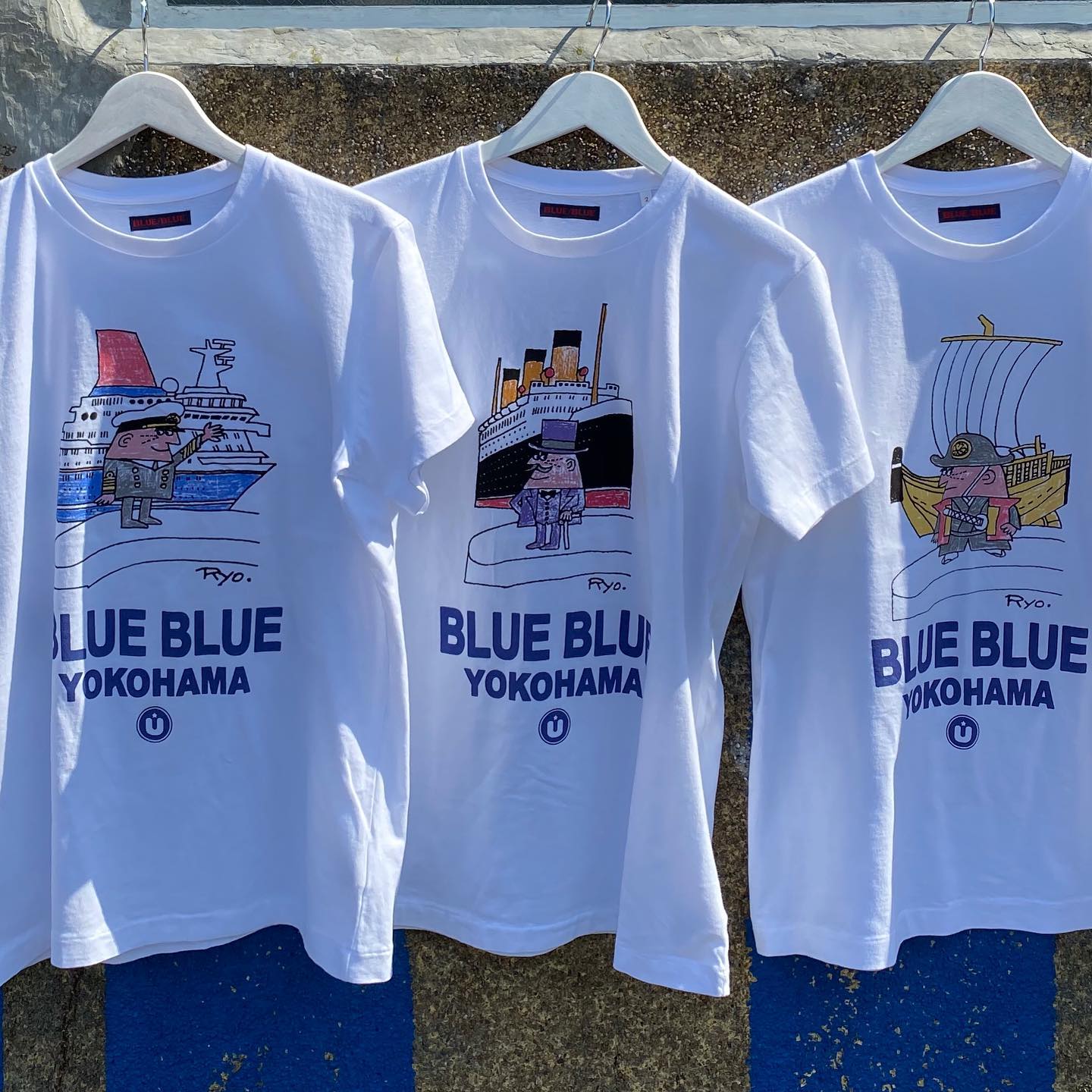 BLUE - . 【BLUE BLUE】 ヨコハマ Tシャツ COLOR: (左から)A,B,C SIZE