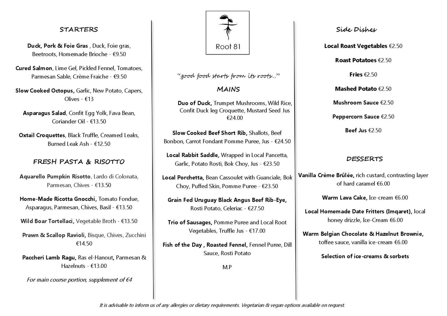 Root 81 - Launching our new menu! As the seasons turn, so... | Facebook