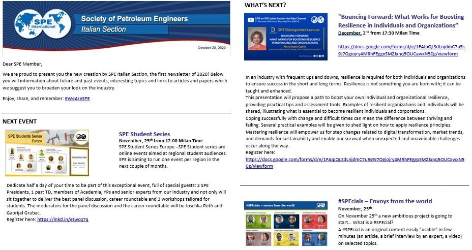 SPE Italy - Dear all, We are proud to present you the... | Facebook