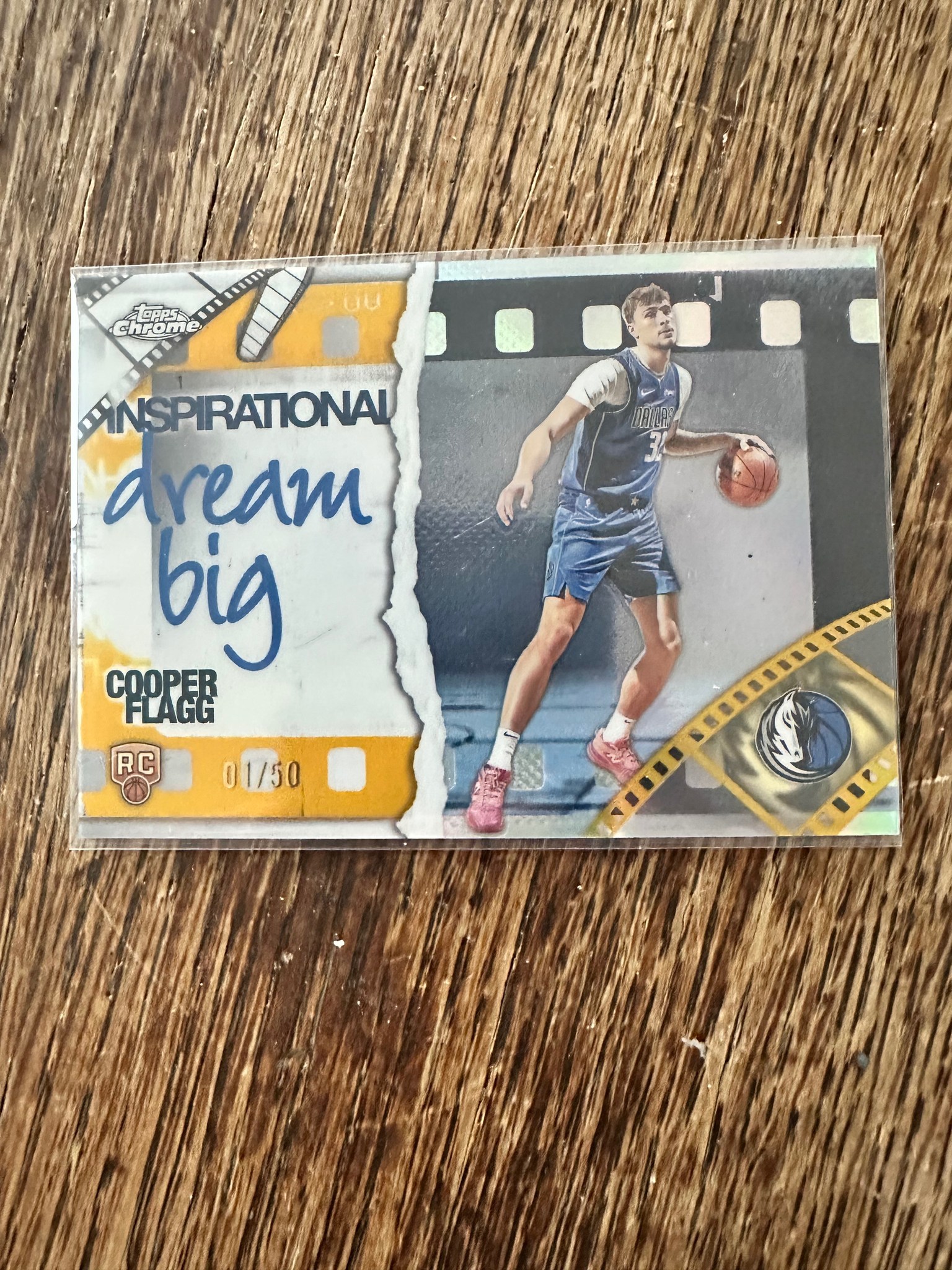 Lucky pull of Cooper Flagg RC card from Topps Chrome megas