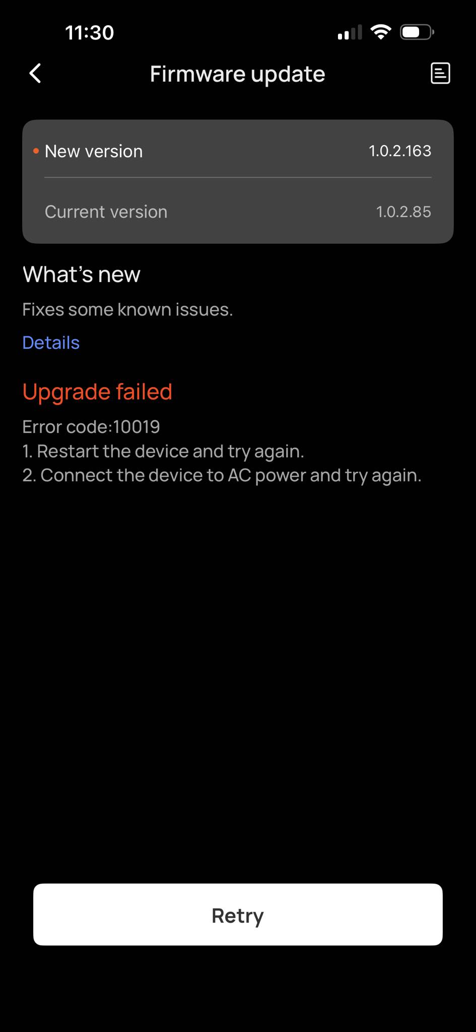 Trouble with Ecoflow Wave 2 after 30 min of use. Help ! Errorcode 03