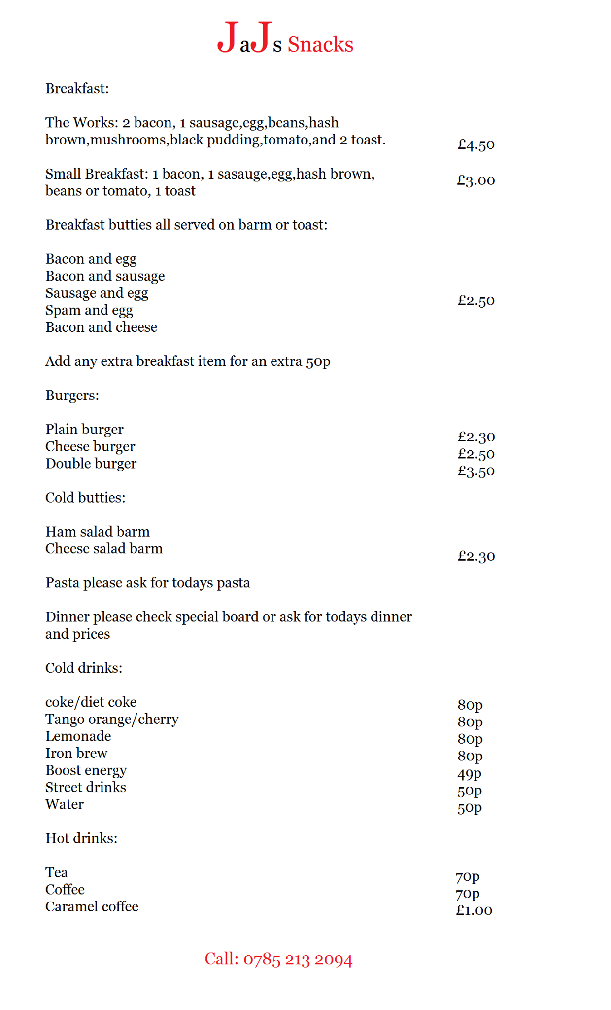 JaJs Snacks - Our menu is ready to share. | Facebook