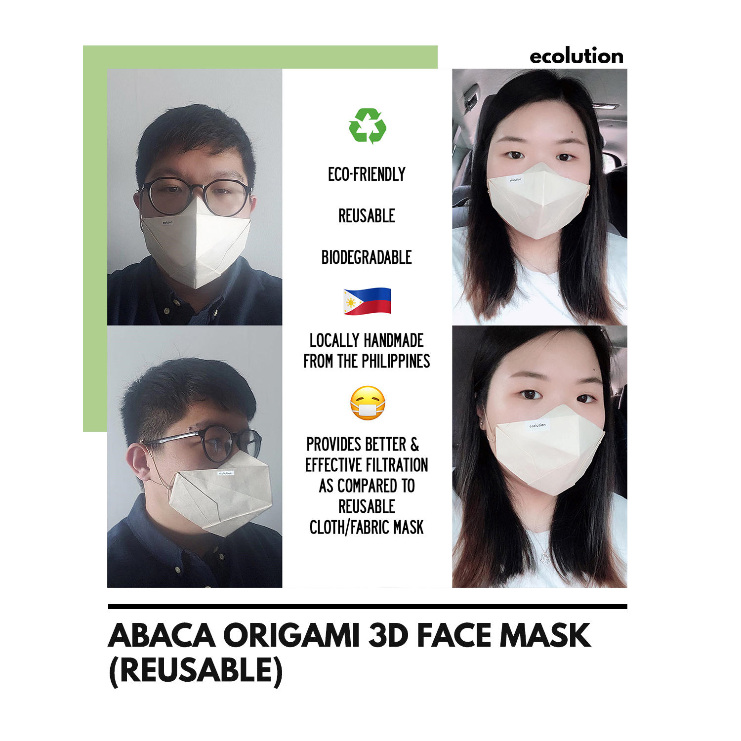 Ecolution PH - Introducing our Abaca Origami 3D Face Mask!... | Facebook