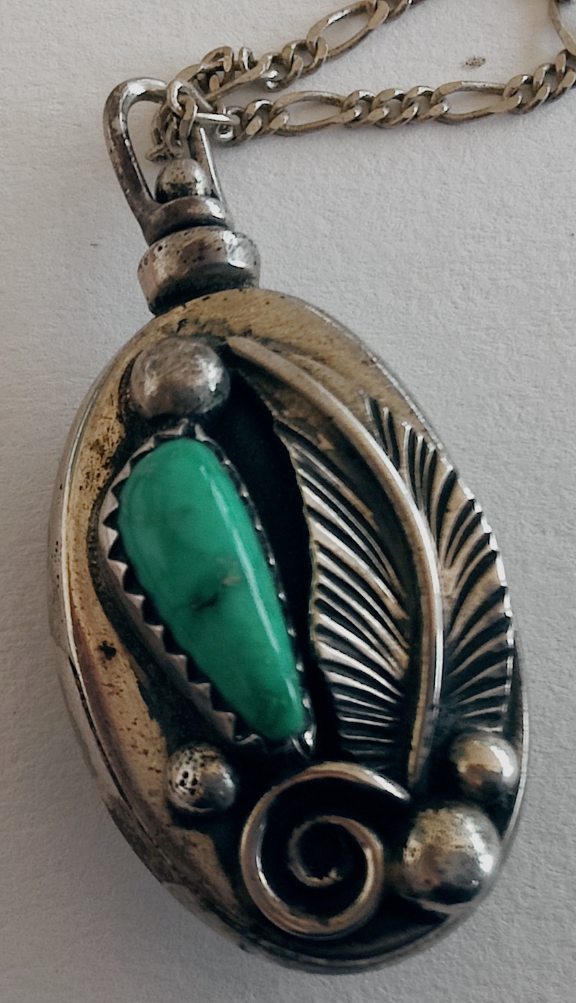 Identifying Navajo pendant with turquoise and petrified wood