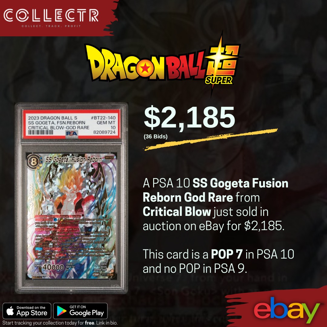 A #PSA 10 SS #Gogeta Fusion Reborn God Rare from #CriticalBlow