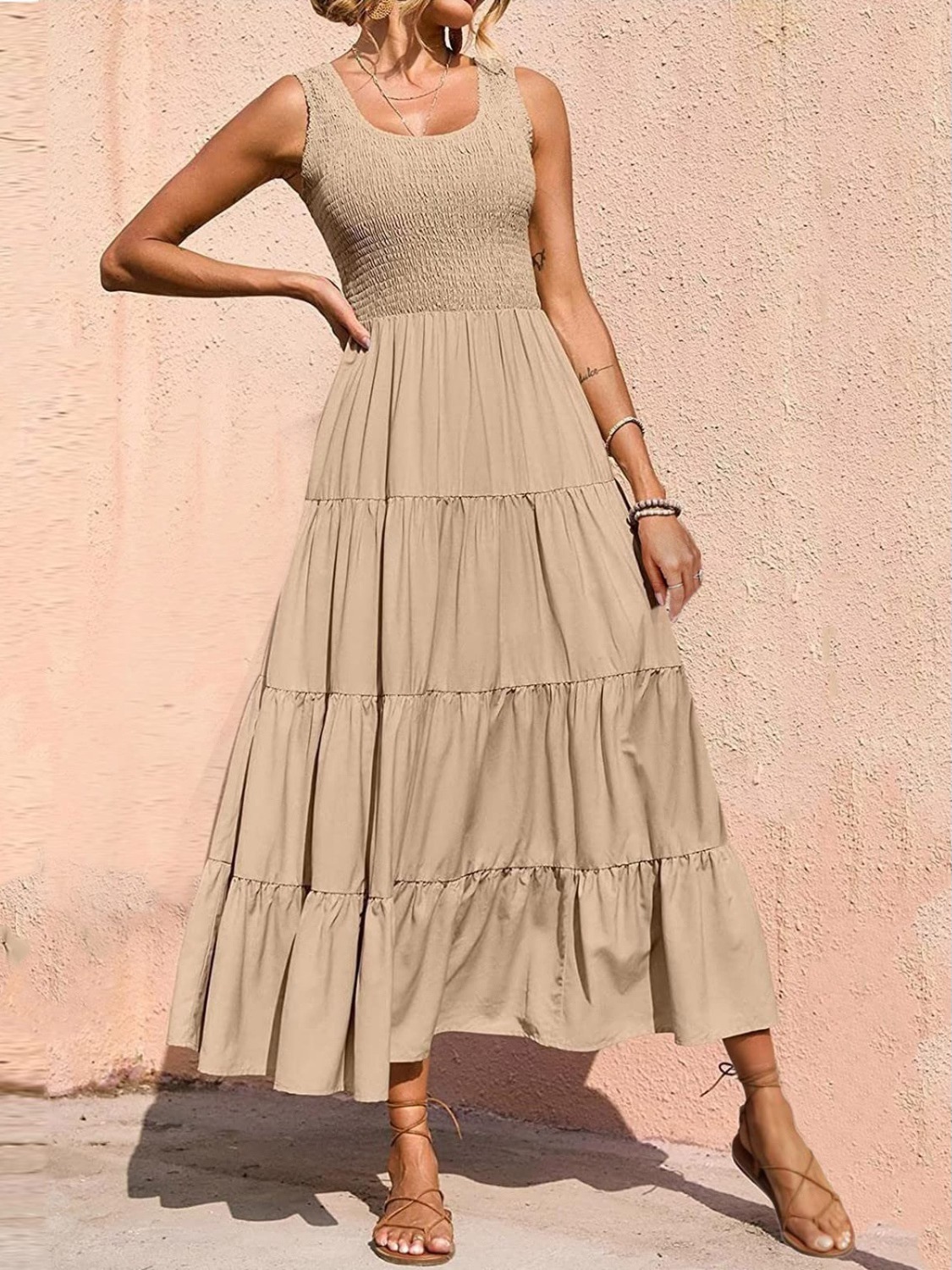 bargain maxi dresses Comfy smock top tiered at Carolinas Beaches Off shoulder Size:40W X 30L arab men's clothing pale yellow satin bridesmaid