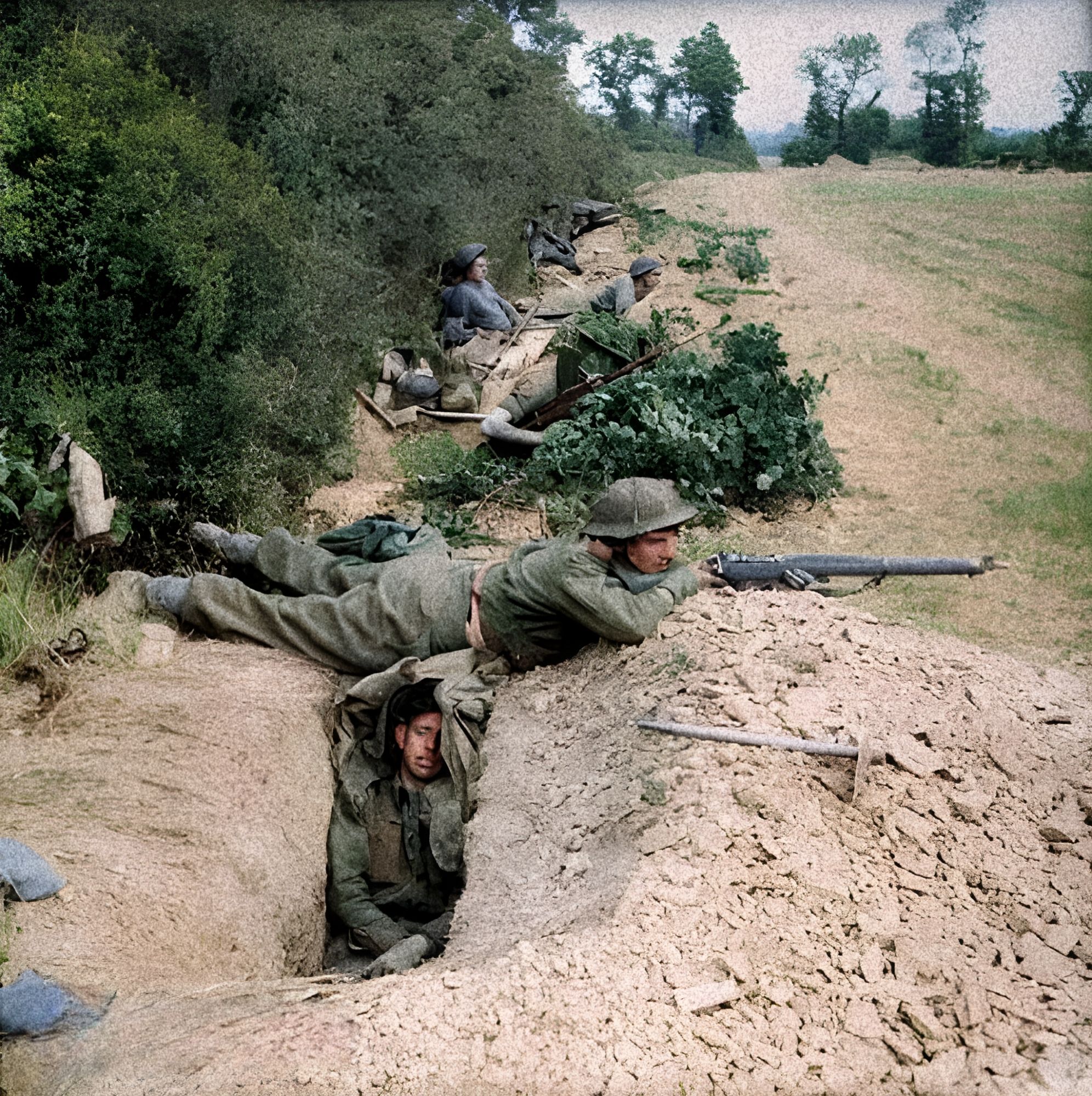 CH Inam - British infantry occupy slit trenches in the forward area ...