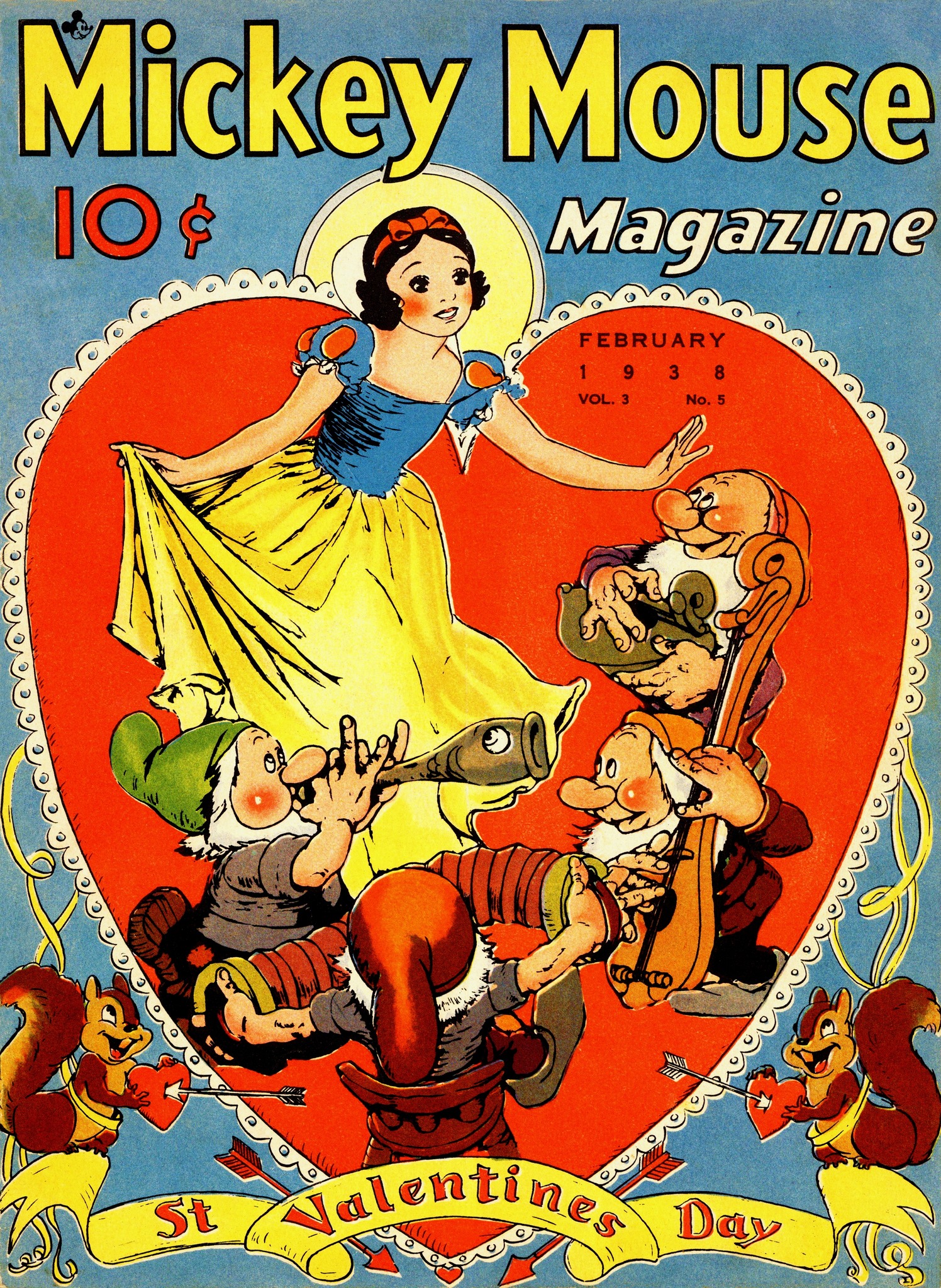 Magazine illustration by Disney artist Joe Grant. Mickey Mouse and