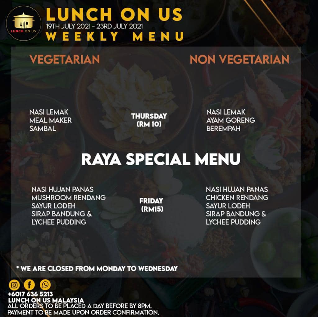 The Raya Haji Special Menu week is... - Lunch On Us Malaysia