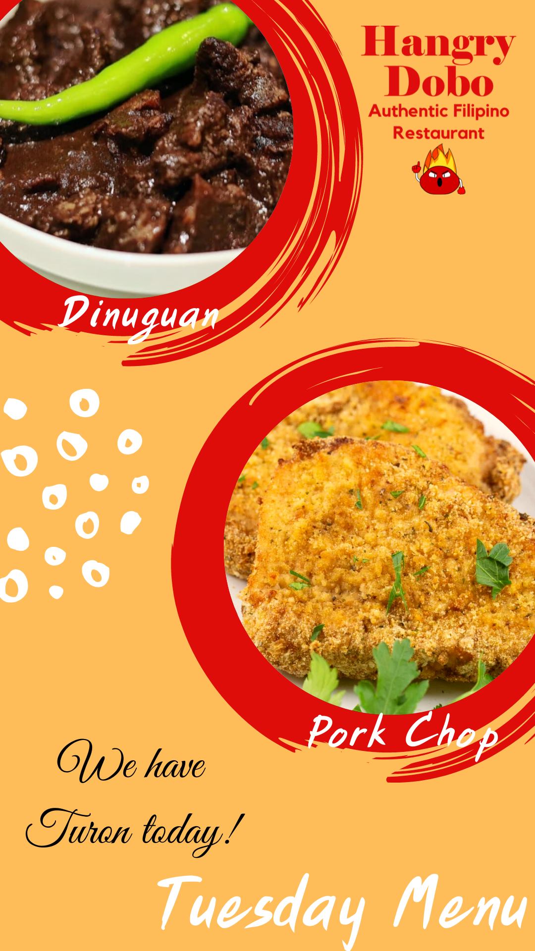 Hangry Dobo - Here is our menu for Tuesday 😁 We have Turon...