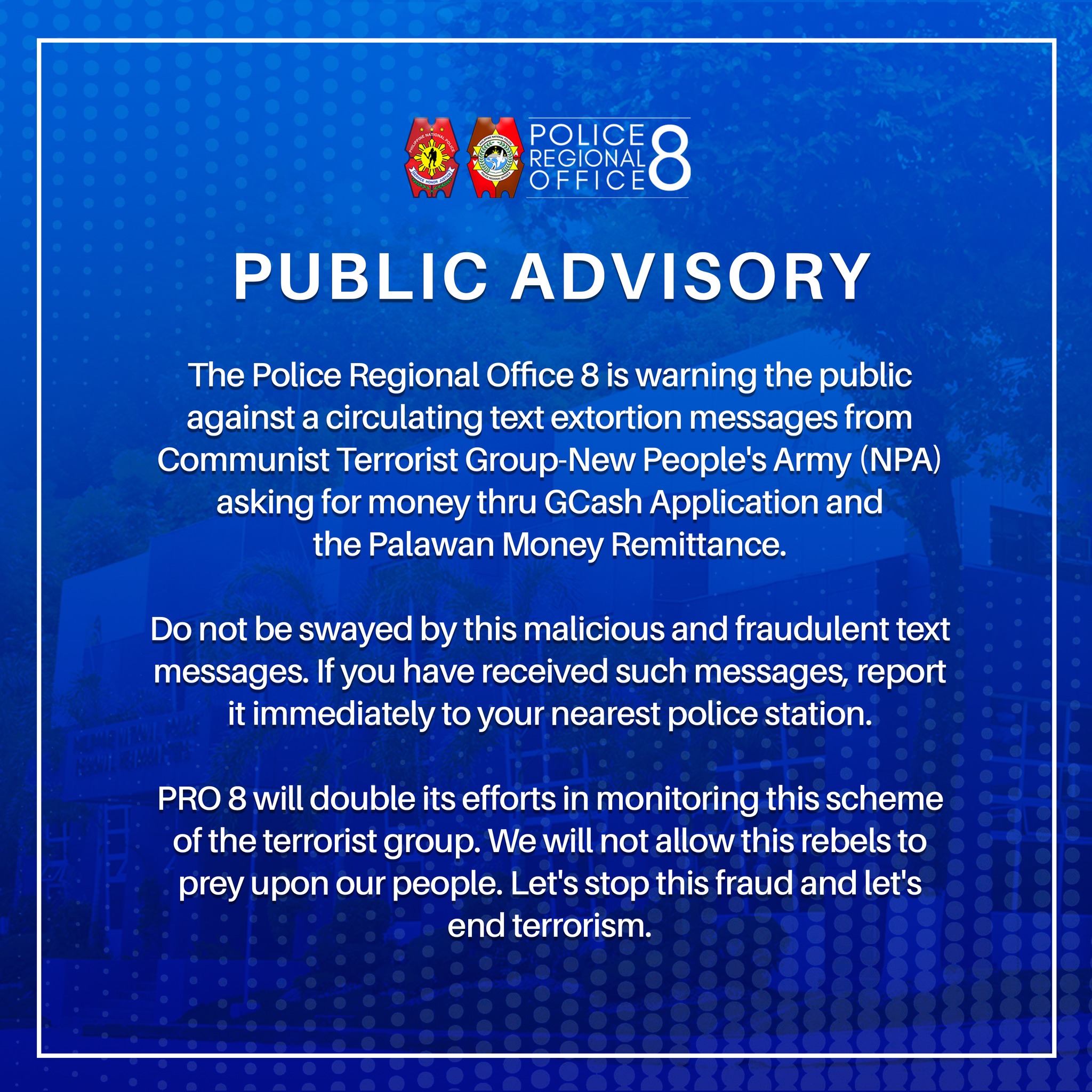 PUBLIC ADVISORY The Police... - Police Regional Office 8 | Facebook