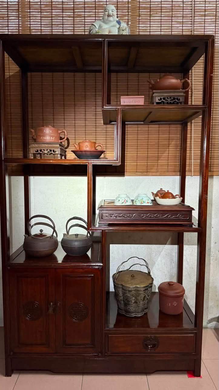 70年代愽古架／茶棚，花梨木（大果紫檀），有香味，很重，5尺x 3尺，榫