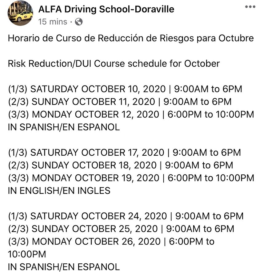 October DUI/Risk Reduction... - Alpha DUI-Defensive Driving | Facebook
