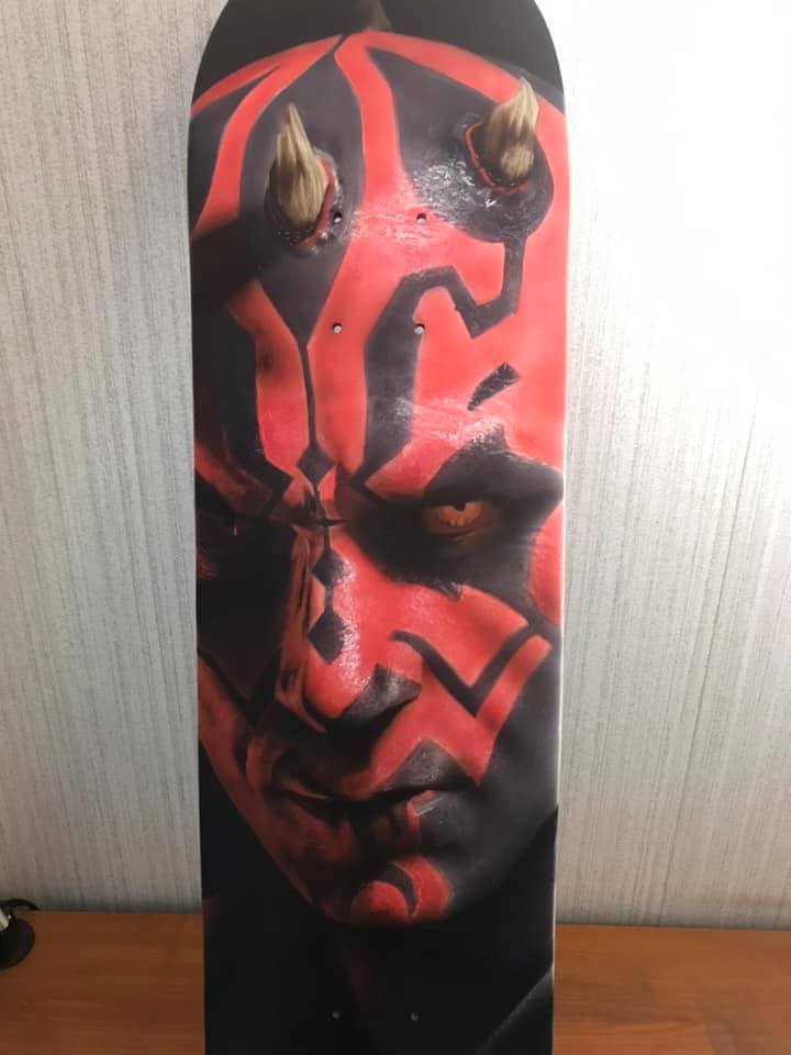 Darth Maul skate deck with Iwata airbrush