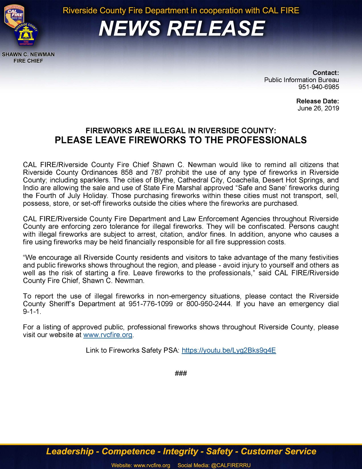 FIREWORKS ARE... - City of San Jacinto - City Government | Facebook
