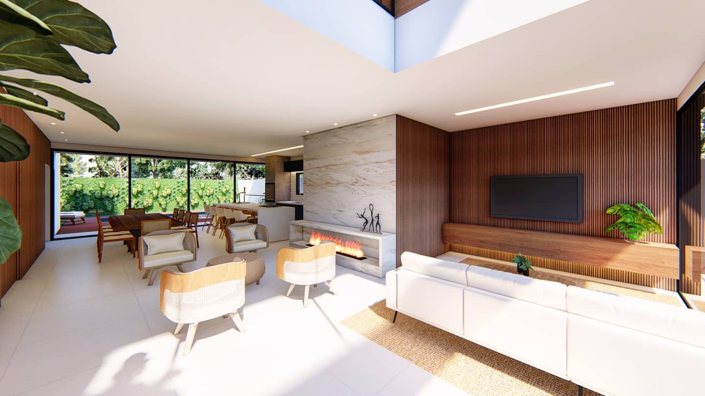 Sala de jantar, estar e... - Christian Gonçalves Arquitetura