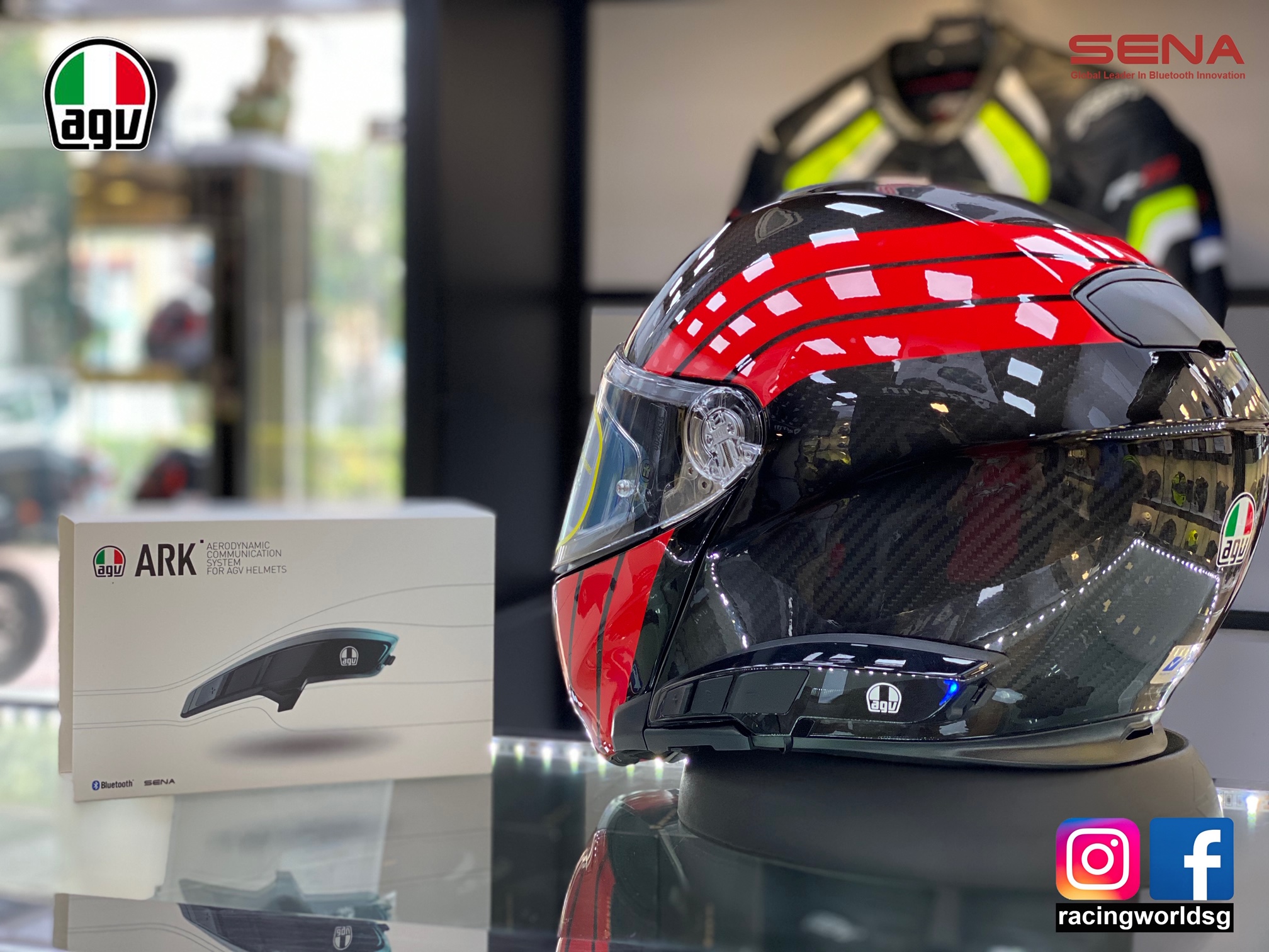agv pista bluetooth K1 Colored Modular Helmet Integrated Ventilation System with 5 large front vents and 2 rear extractors hollowed in the shell which direct air to the riders head AGV Pista GP RR E2206/DOT