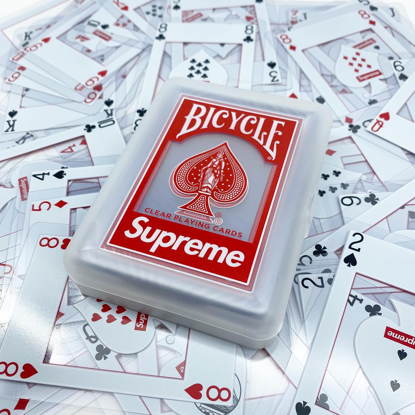 청담 KKKKKK샵 SUPREME Supreme 20FW Bicycle Clear Playing Cards Red