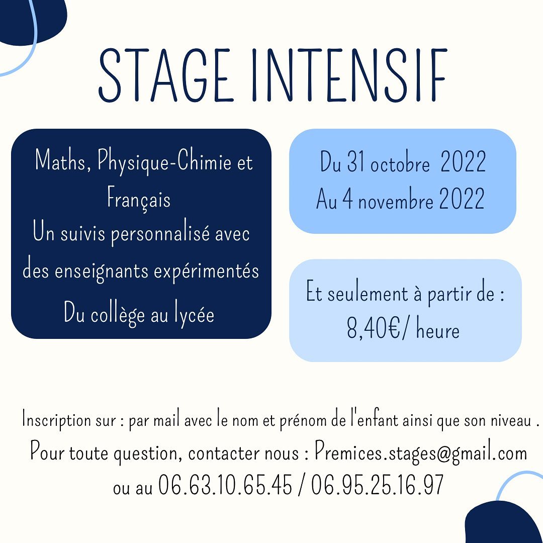 Prémices - STAGE INTENSIF Prémices propose une semaine de stage ...