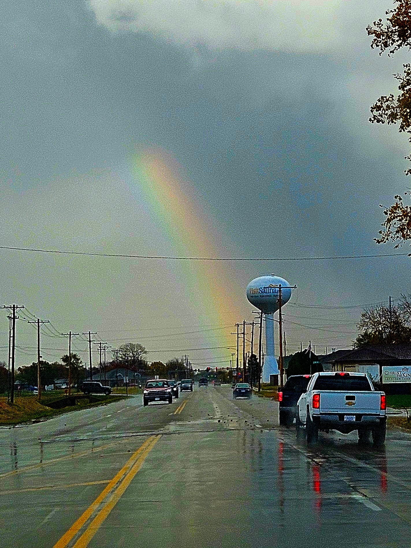 Rainbow appears after downpour in Salina
