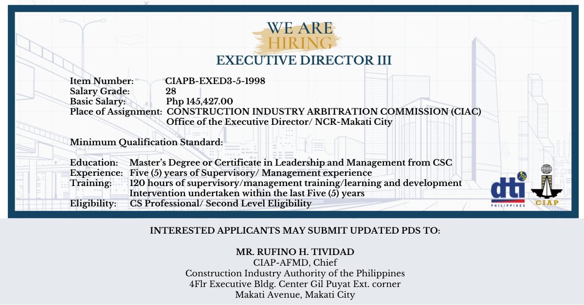 HIRING ALERT! The Construction Industry Authority of the Philippines ...