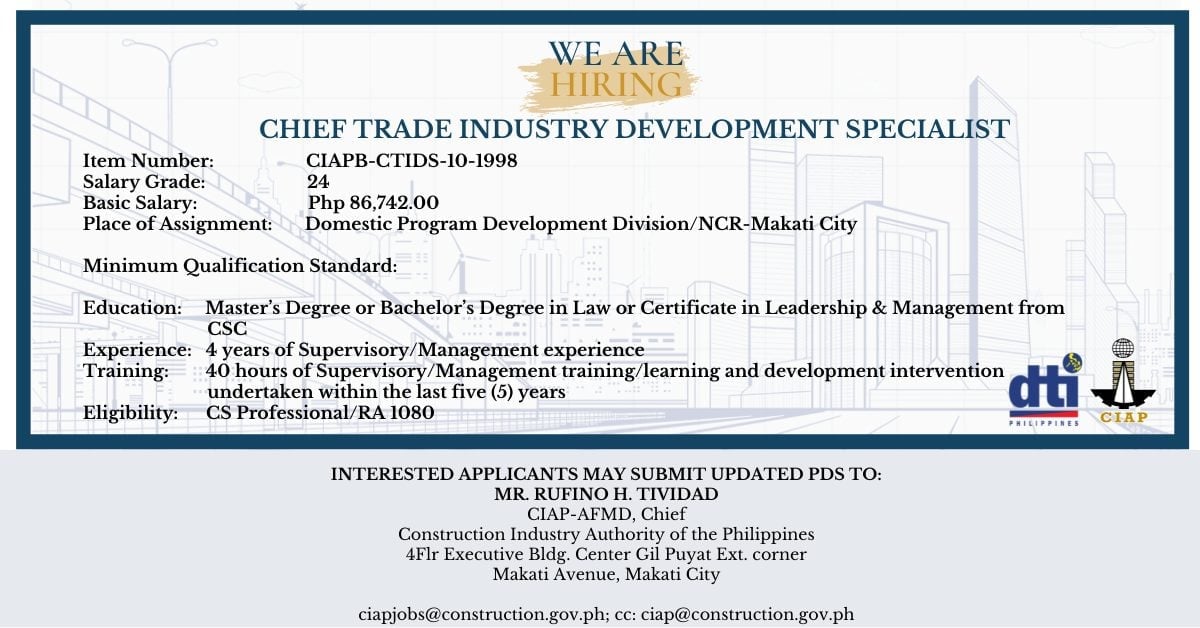 HIRING ALERT! The Construction Industry Authority of the Philippines ...