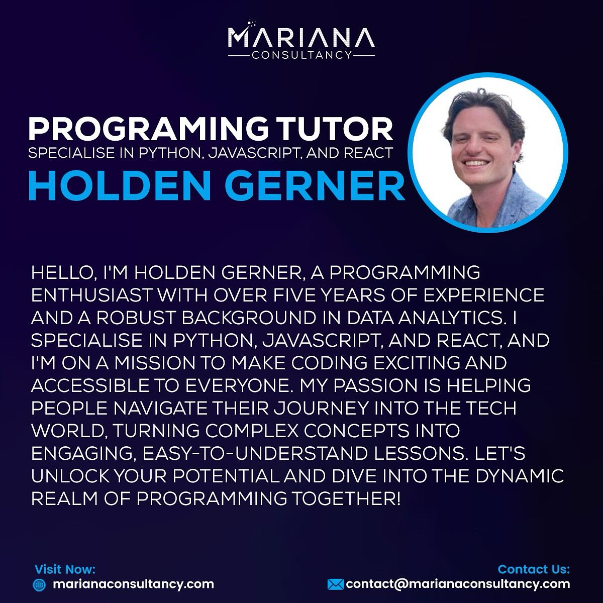 Mariana - We would like to introduce you our new teacher Holden. Let’s ...