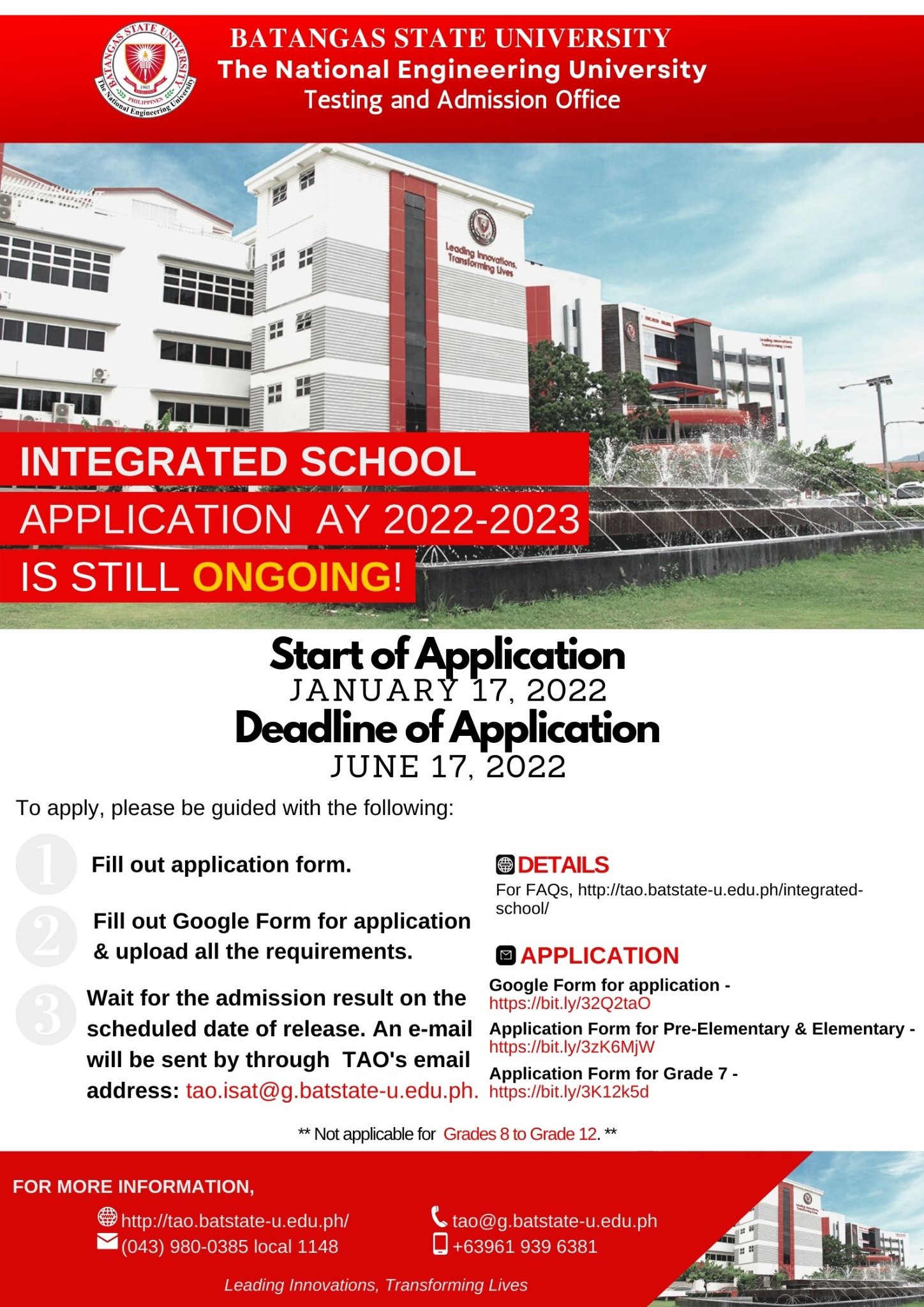 Batangas State University - Testing and Admission Office - ANNOUNCEMENT ...