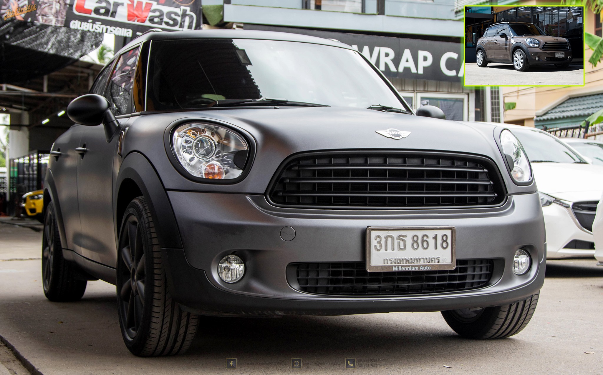 Infinity - MINI COOPER COUNTRYMAN ติดตั้งฟิล์มเปลี่ยนสี 3M SATIN DARK ...