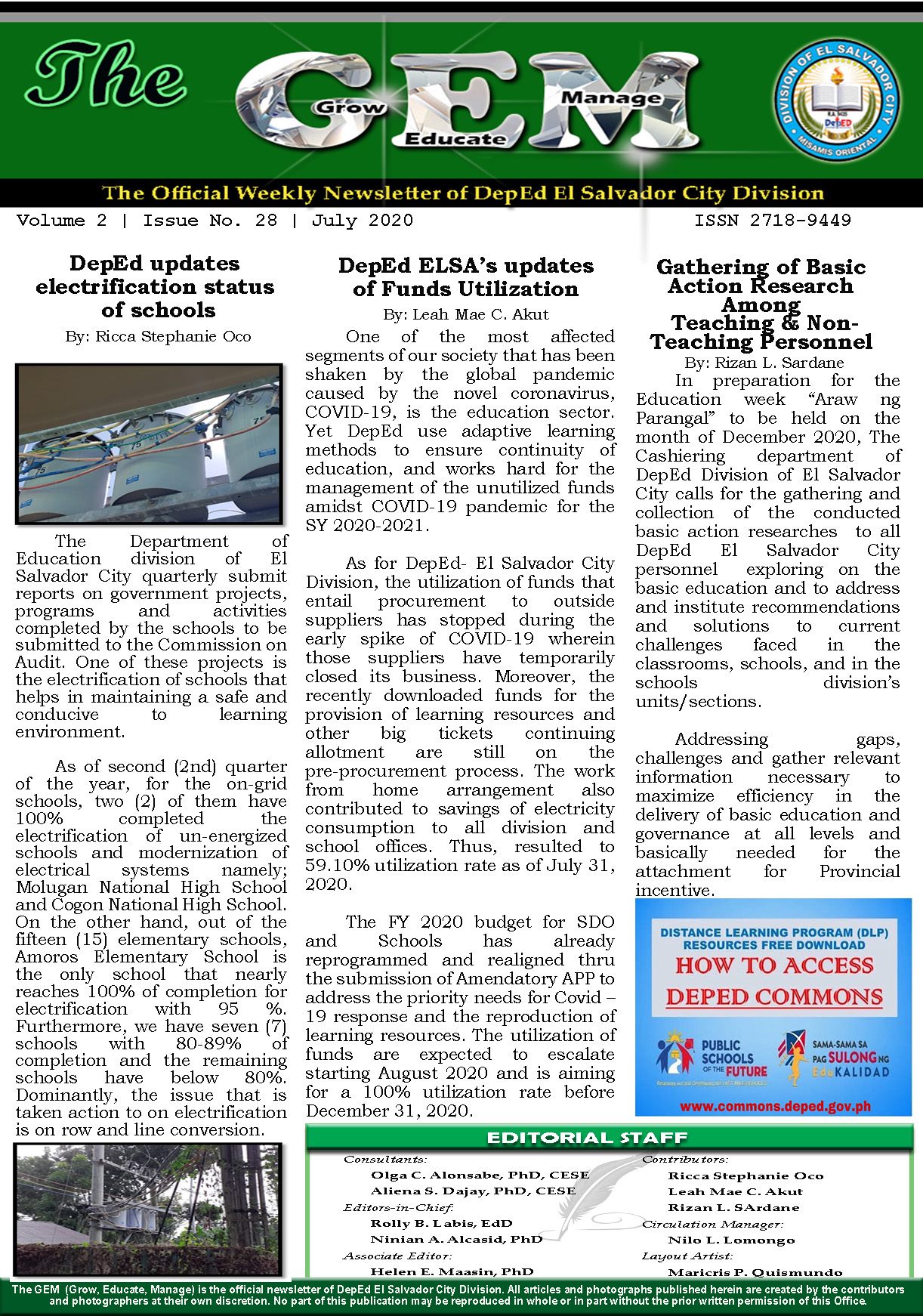 The GEM Newsletter ISSN... - DepEd Tayo El Salvador City | Facebook