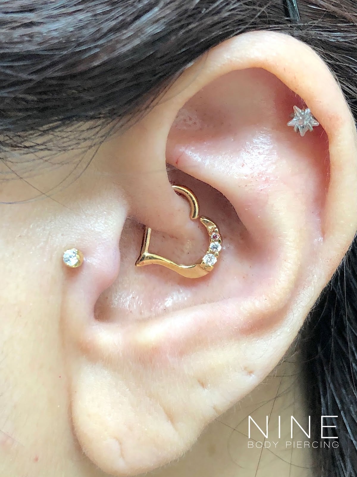 NINE - Fresh Daith with LeRoi Mina Heart Cubic Zirconia LeRoi 